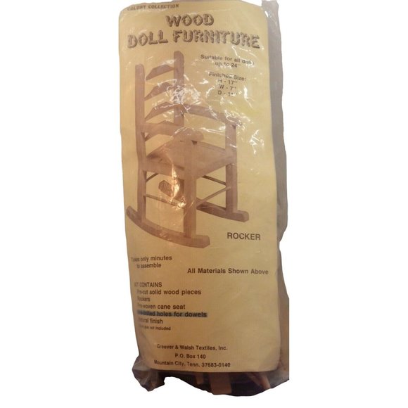 Wood Doll Furniture Wood Kit Rocker Colony Collection Pre-Cut Natural Finish nev - Picture 3 of 6